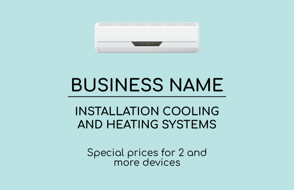Cooling and Heating Systems Installation Business Card 85x55mm Tasarım Şablonu
