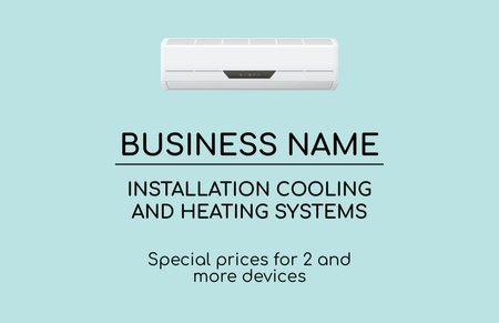 Cooling and Heating Systems Installation Business Card 85x55mm Šablona návrhu