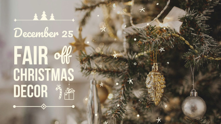 Christmas Fair Announcement with Festive Tree FB event cover Modelo de Design