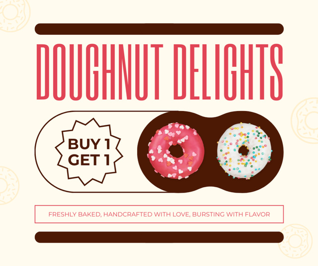 Doughnut Delights Ad with Special Offer Facebookデザインテンプレート
