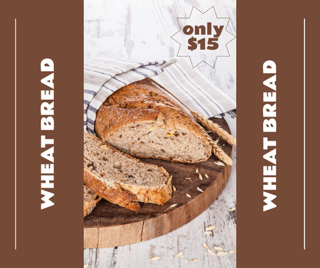 Delicious Wheat Bread Promotion with Slices of Bakery Facebook Design Template