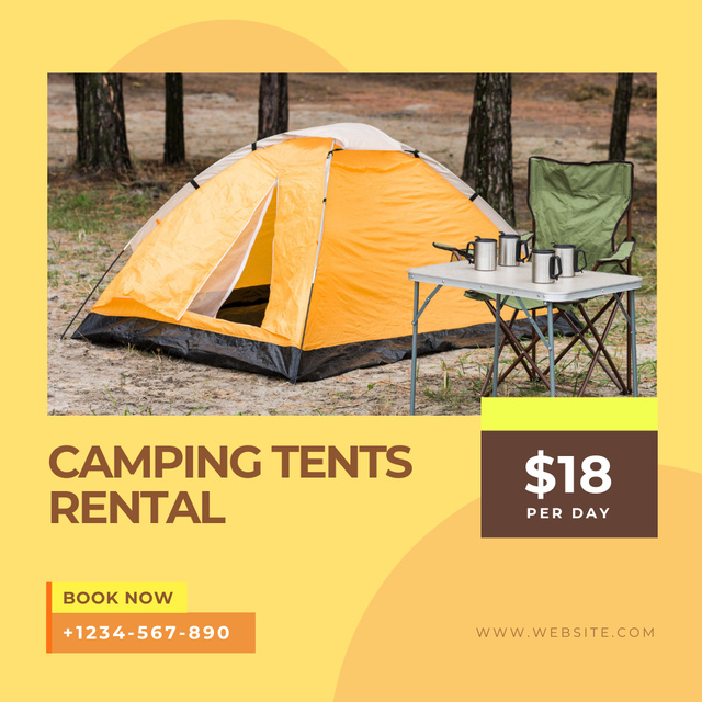 Camping Tent Rental Offer With Booking Instagramデザインテンプレート