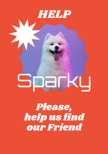 Missing Cute Dog Announcement on Red Flyer A5 – шаблон для дизайна