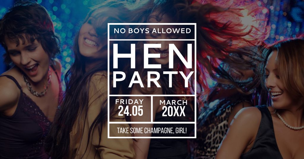 Plantilla de diseño de Hen party Girls in Nightclub Facebook AD 