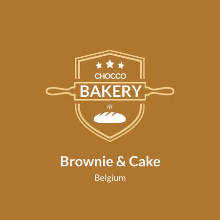Bakery Ad with Bread and Rolling Pin Logo Šablona návrhu