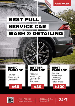 Car Services of Wash and Detailing Poster Design Template