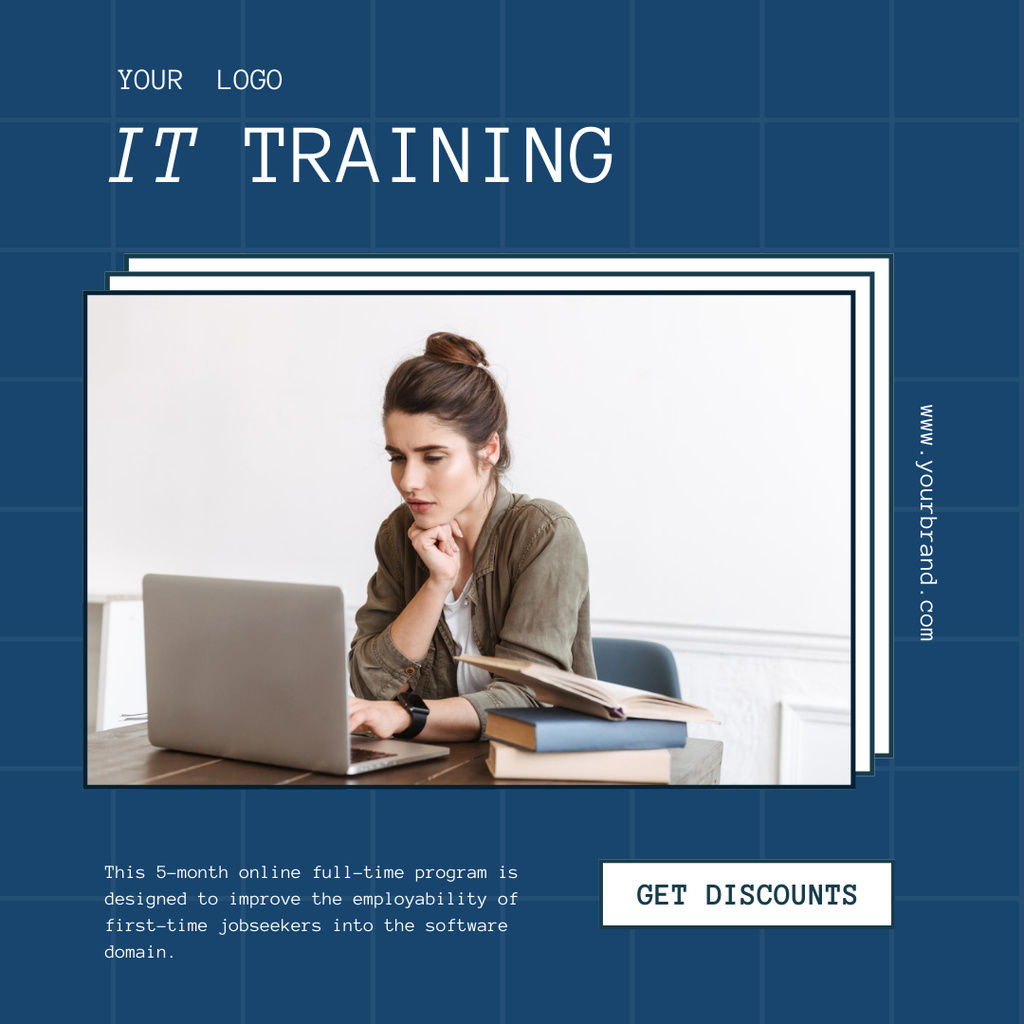 Educational Courses Ad with IT Training Instagram ADデザインテンプレート
