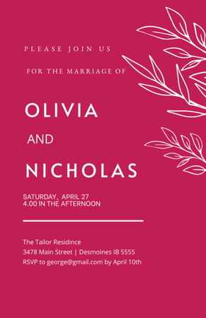 Elegant Announcement of Wedding Ceremony In Deep Pink Invitation 5.5x8.5in – шаблон для дизайна