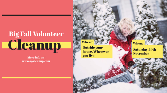 Woman at Winter Volunteer clean up FB event cover Design Template