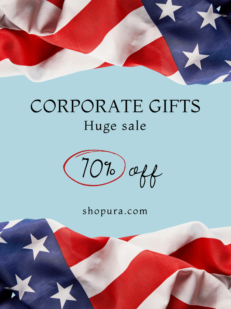 Designvorlage Affordable Offer of Corporate Gifts on USA Independence Day für Poster 36x48in