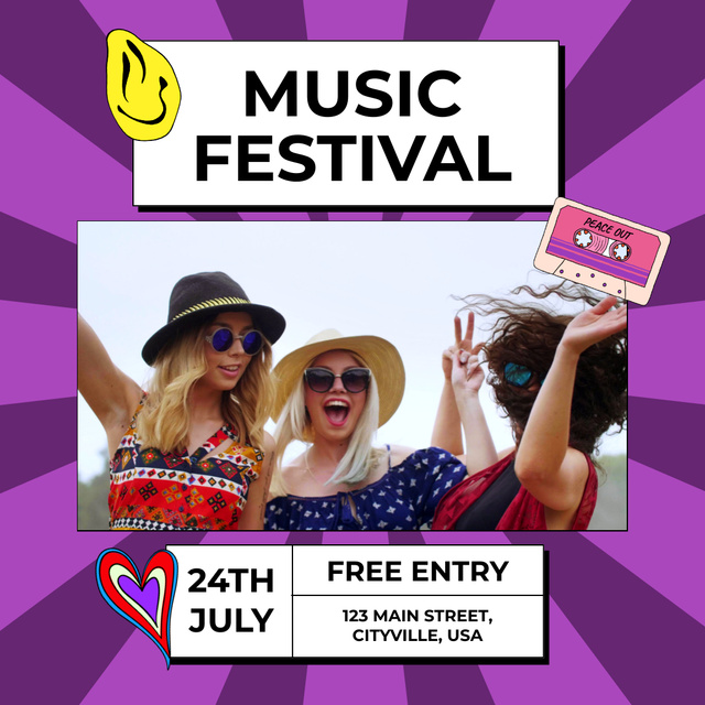 Summer Music Festival Outdoor Animated Post Design Template