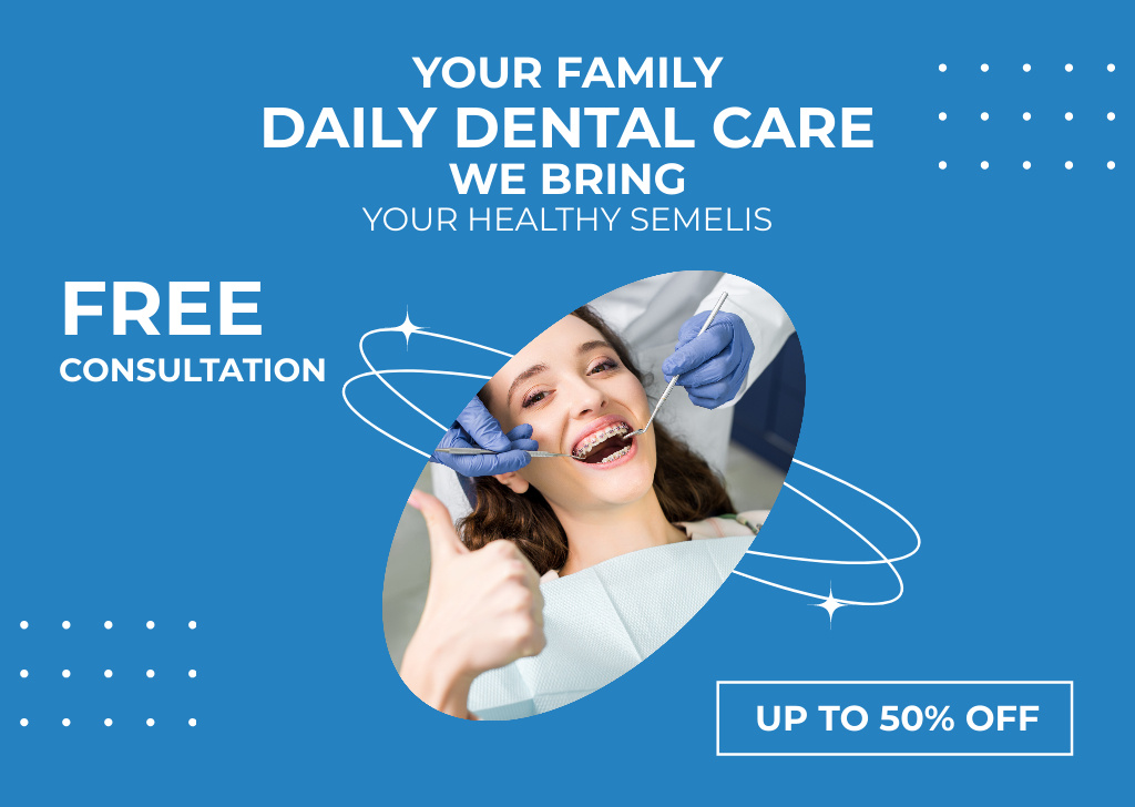 Ontwerpsjabloon van Card van Offer of Free Dental Consultation