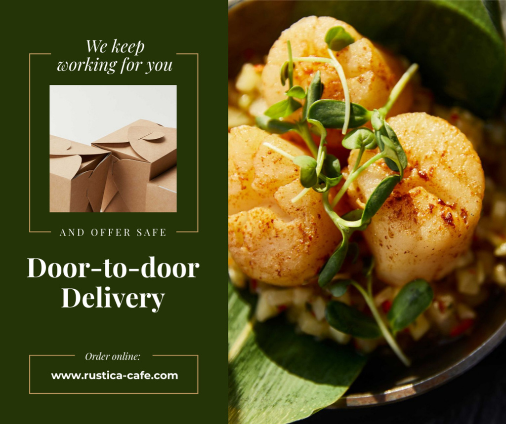 Food Delivery Offer with Tasty Dish Facebook tervezősablon