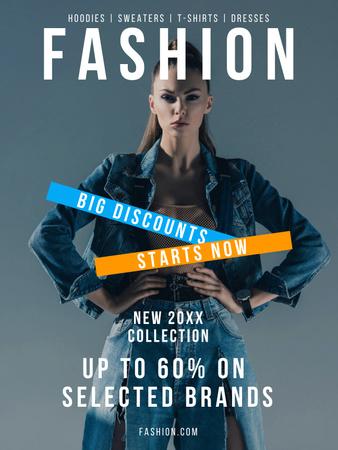 Fashion Sale with Discount on Select Brands Poster US Design Template