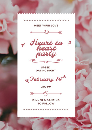Szablon projektu valentine 's party zaproszenie z fioletowymi kwiatami Poster