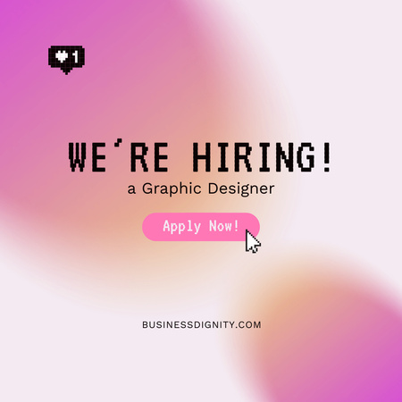 Designvorlage We Are Hiring A Graphic Designer für Instagram