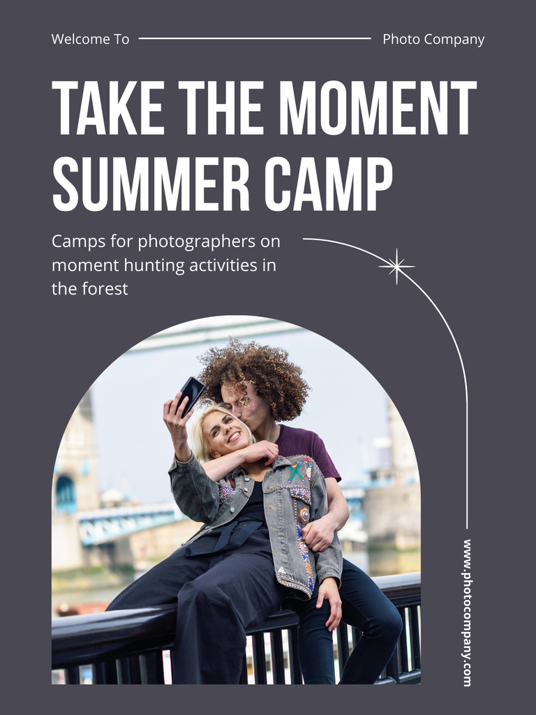 Tourist Summer Camp Ad with Couple Poster US Design Template