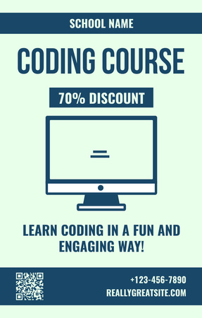 Coding Course Ad with Discount Invitation 4.6x7.2in Design Template