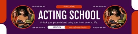Offer of Classes at Acting School on Purple Twitter Design Template
