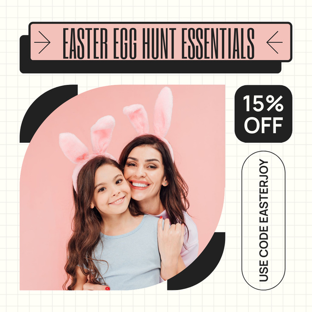 Easter Egg Hunt Promo with Cute Family Instagram AD Design Template