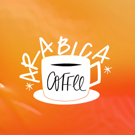 Modèle de visuel Tasse à café sur dégradé orange - Logo