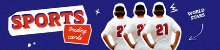 Sport Cards Ad with Baseball Players Ebay Store Billboard Šablona návrhu