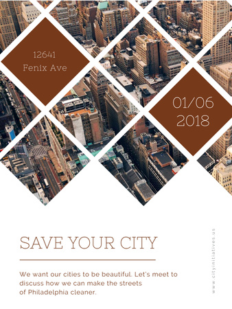 Plantilla de diseño de Urban event Invitation with Skyscrapers view Poster US 