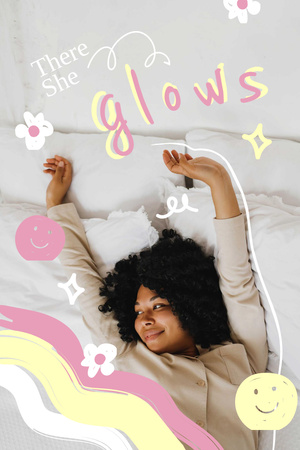 Ontwerpsjabloon van Pinterest van schoonheid inspiratie met schattig meisje in bed