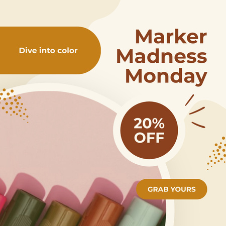 Special Monday Deals On Markers Instagram AD Design Template