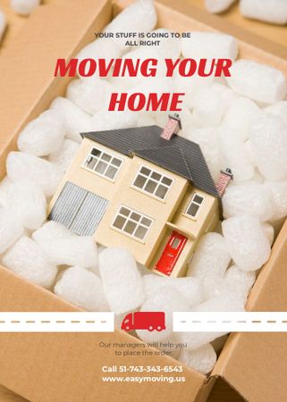 Home Moving Service Ad House Model in Box Invitation tervezősablon