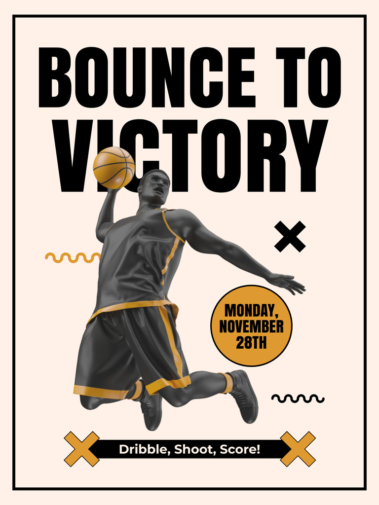 Plantilla de diseño de November Basketball Competition Announcement Poster US 