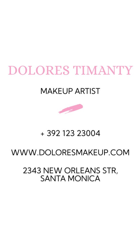 Makeup Artist Contact Details Business Card US Vertical Tasarım Şablonu
