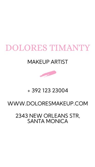 Makeup Artist Contact Details Business Card US Vertical tervezősablon