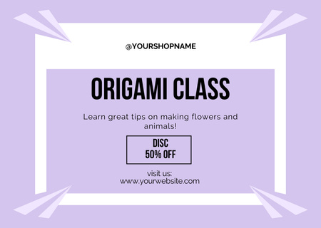 Origami Class With Tips And Discount Card Design Template