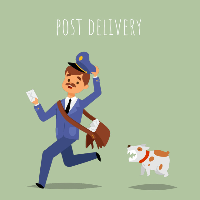 Dog chasing a mailman Animated Post Design Template