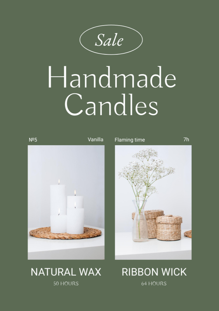 Ontwerpsjabloon van Flyer A5 van Handmade Candles Promotion on Green