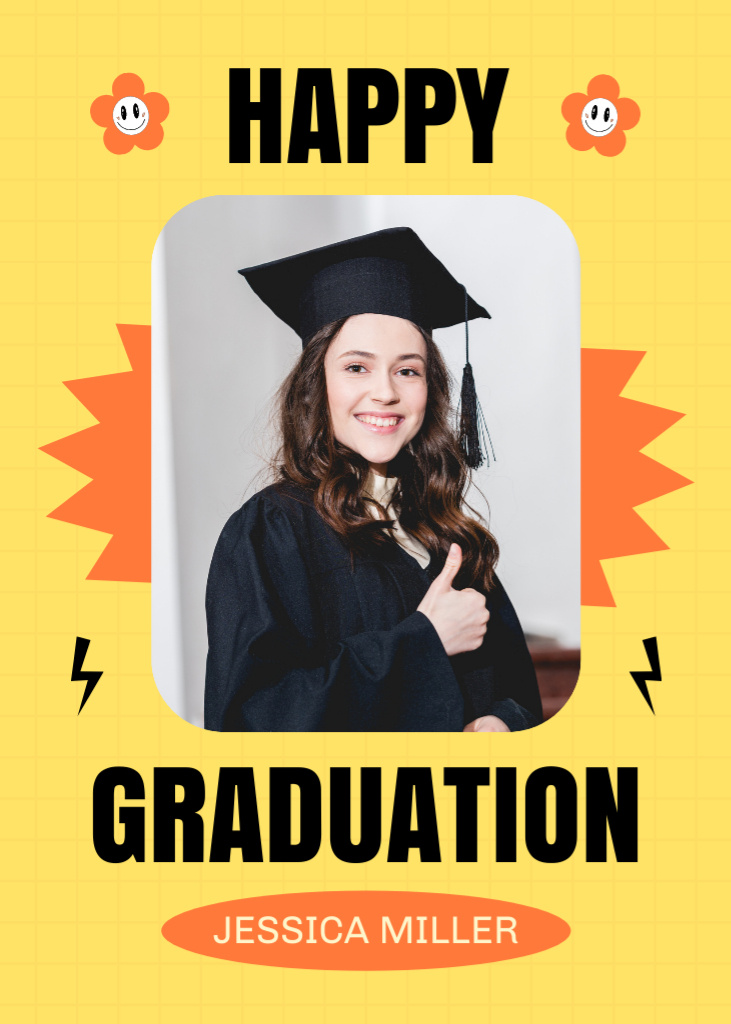 Designvorlage Happy Graduate in Academic Cap für Flayer