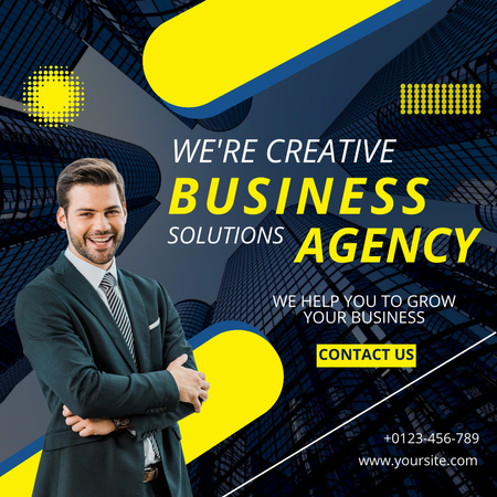 Creative Business Agency Ad with Successful Man Instagram Design Template