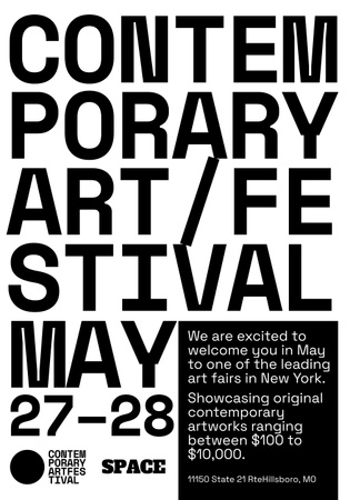 Contemporary Art Fest And Space Promotion In White Poster 28x40in Design Template