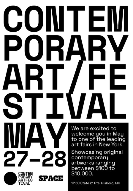 Contemporary Art Fest And Space Promotion In White Poster 28x40in – шаблон для дизайна