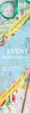 Event Management Studio Ad Bows and Ribbons Skyscraper Design Template
