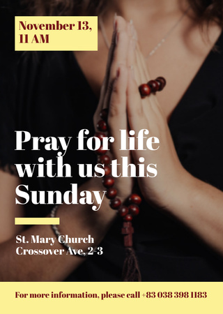 Ontwerpsjabloon van Flyer A6 van Hands Clasped in Religious Prayer