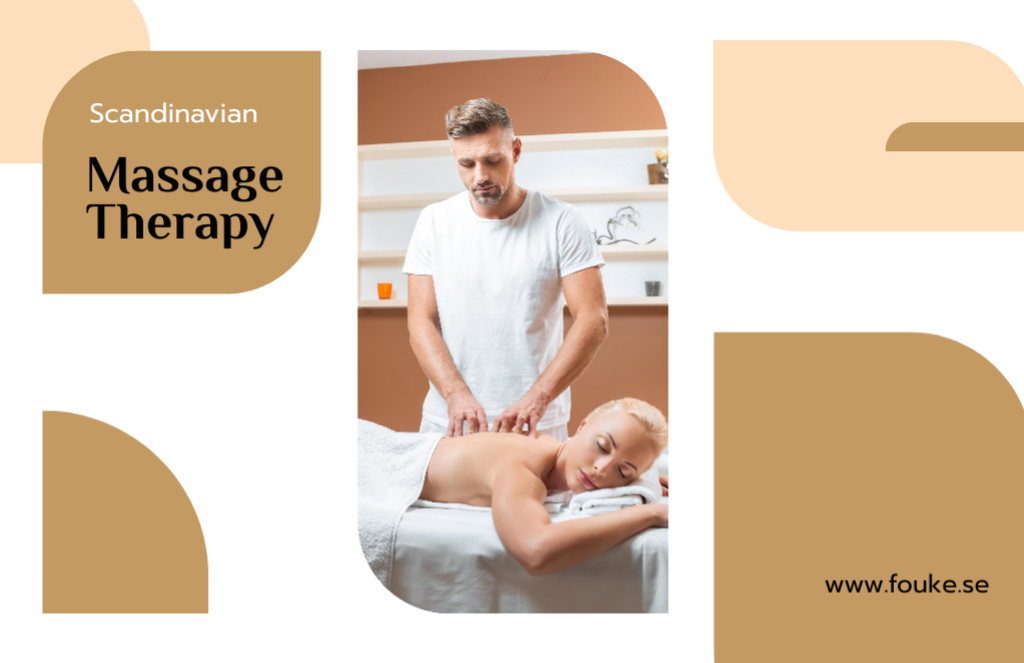 Designvorlage Massage Salon Offer on Beige für Flyer 5.5x8.5in Horizontal