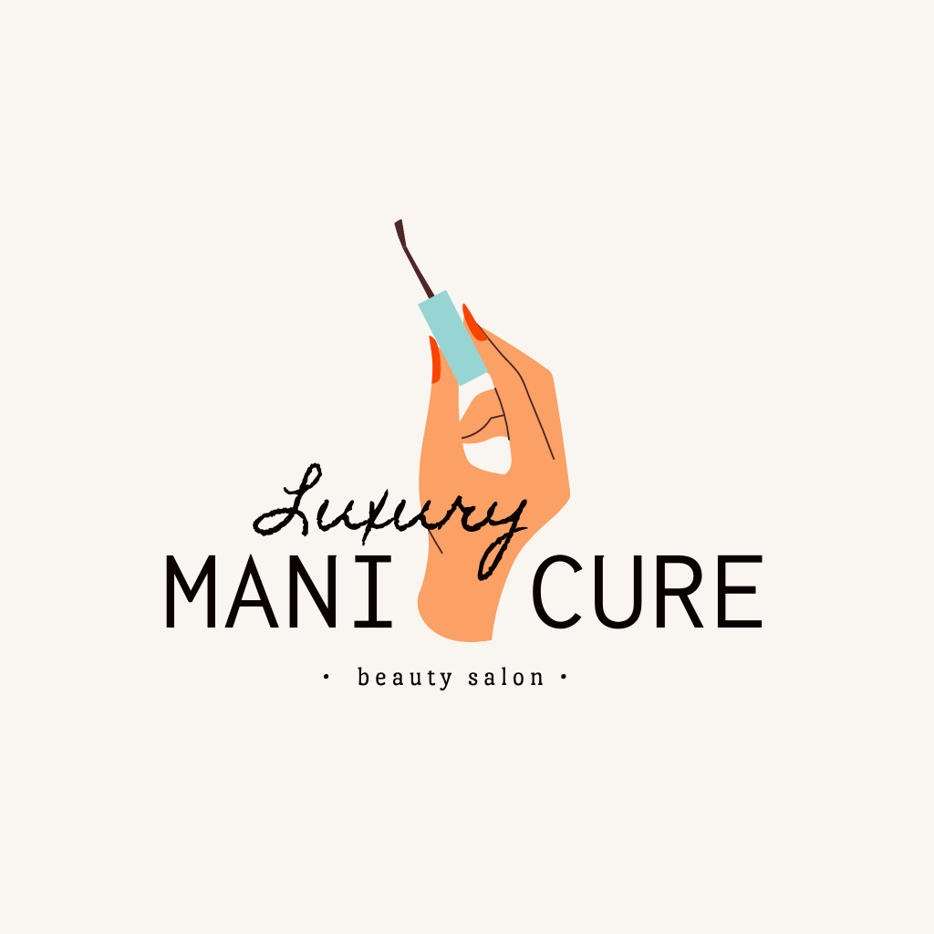 Ontwerpsjabloon van Logo van Luxury Manicure Offer with Female Hand Illustration