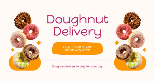 Ontwerpsjabloon van Facebook AD van Doughnut Delivery Offer of Service