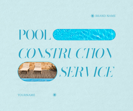 Ontwerpsjabloon van Facebook van Offer of Services for Construction of Swimming Pools on Blue