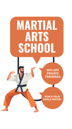 Martial Arts School Ad with Fighter Instagram Story Design Template