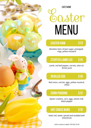 Nabídka velikonočních jídel s jasně malovanými vejci Menu Šablona návrhu