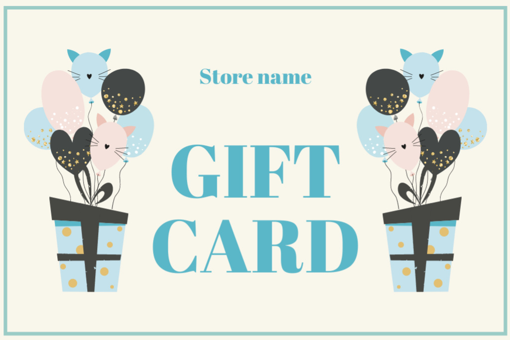 Birthday Discount Card with Gifts and Balloons Gift Certificate Design Template