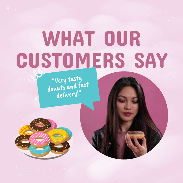 Client Feedback On Doughnuts Shop Animated Post Design Template